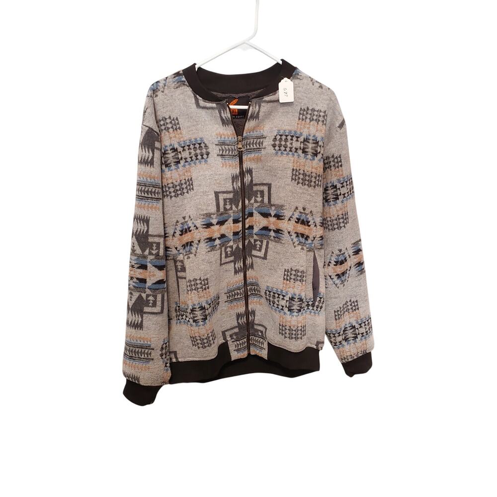 mens made by NATIVE, aztec bomber jacket,southwest style. made in egypt.
